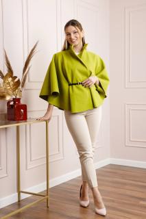 Poncho verde fistic elegant cu curea in talie