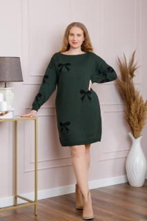 Pulover Bonnie verde tip rochie cu fundite