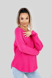 Pulover casual roz cu maneci liliac