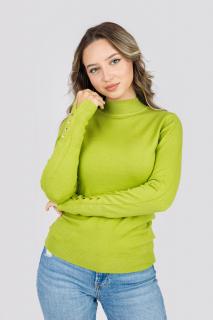 Pulover verde lime cu nasturi decorativi