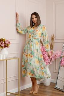 Rochie Carrie din voal cu imprimeu floral verde pastel