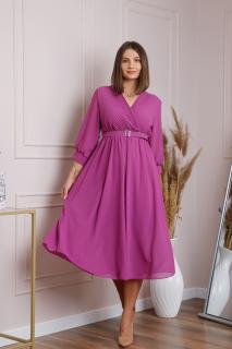 Rochie fuchsia cu bust petrecut si curea in talie