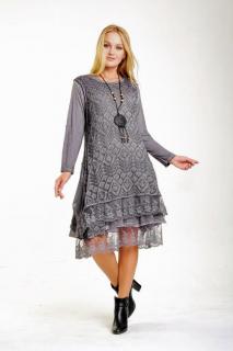 Rochie gri boho chic cu volane