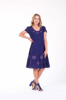 Rochie indigo cu detaliu floral perforat