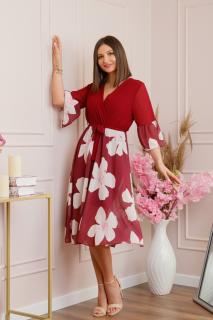 Rochie Lucy eleganta din voal cu imprimeuri florale - Rosu