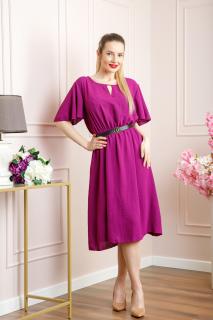 Rochie magenta clos cu curea in talie