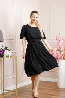 Rochie neagra cu maneci scurte si centura in talie