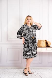 Rochie neagra midi boho chic cu imprimeuri mandala albe