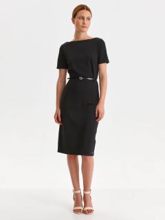 Rochie office midi neagra cu maneca scurta