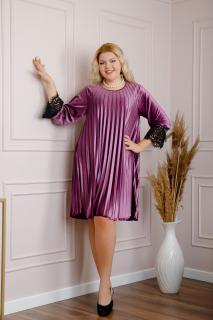 Rochie plisata plus size din catifea mov Beatrice