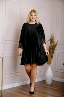 Rochie plisata plus size din catifea neagra Beatrice