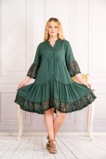 Rochie verde boho chic cu volane si nasturi