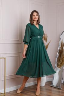 Rochie verde cu bust petrecut si curea in talie