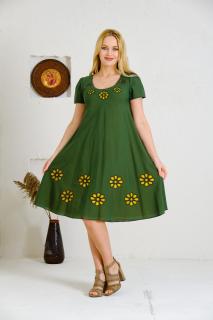 Rochie verde cu detaliu floral perforat