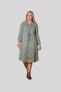 Rochie verde mint boho chic tricotata cu detaliu perforat