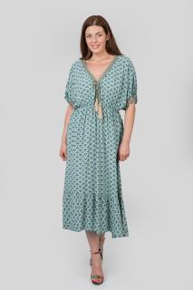 Rochie verde mint cu ciucuri si model mandala