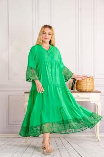 Rochie verde smarald boho chic cu volane si dantela