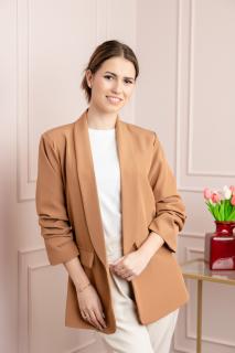 Sacou camel cu maneci incretite