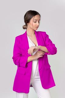Sacou fuchsia cu maneci incretite