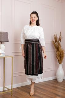 Set traditional catrinta si brau cu broderie rosie Irina 01