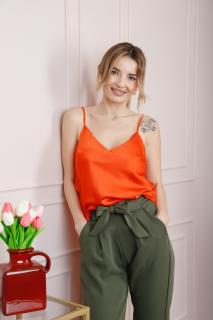 Top orange elegant cu bretele reglabile