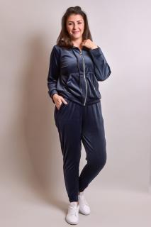 Trening oversized bleumarin din catifea