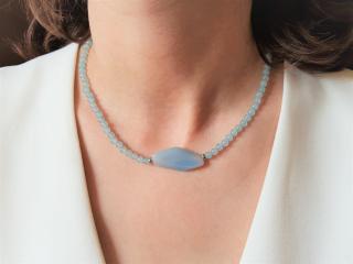 Colier choker din cuart bleu