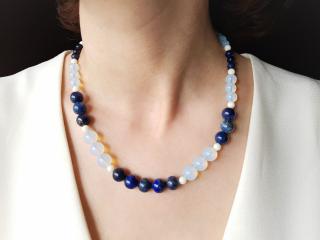 Colier cu lapis lazuli si coral