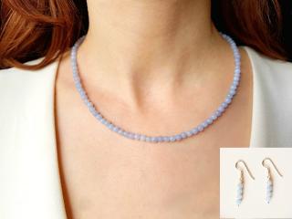 Set colier si cercei din agate bleu
