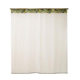 Perdea Velaria bamboo alb si romburi verzi, 160x155 cm