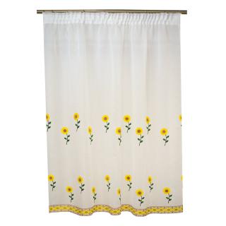 Perdea Velaria de bucatarie cu imprimeu brodat cu floarea soarelui, 150x160 cm