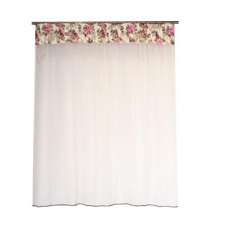 Perdea Velaria de bucatarie ivoire cu flori, 215x155 cm