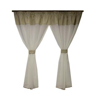 Perdea Velaria de bucatarie ivoire cu tafta bej, 220x150 cm