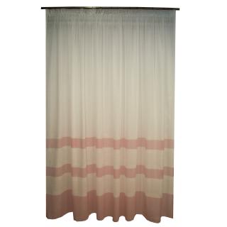 Perdea Velaria, in alb cu dungi roz, 200x230 cm