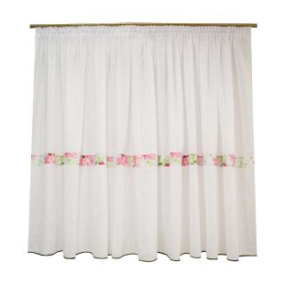 Perdea Velaria in alb cu imprimeu floral, 400x150 cm