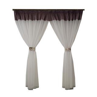 Perdea Velaria in alb cu suet lila, 380x165 cm