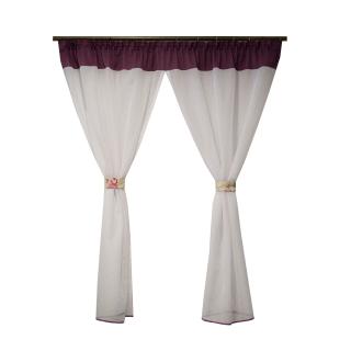 Perdea Velaria in ivory cu milas mov, 180x165 cm