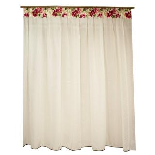 Perdea Velaria ivory cu flori rosii, 280x160 cm