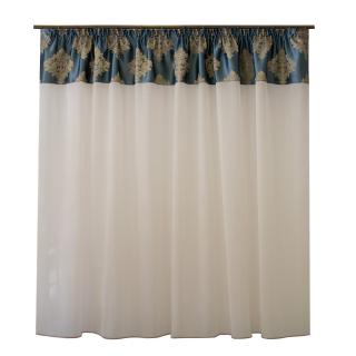 Perdea Velaria ivory cu tafta baroc turcoaz, 330x155 cm