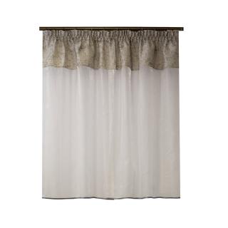 Perdea Velaria organza alba si tafta gri, 180x120 cm