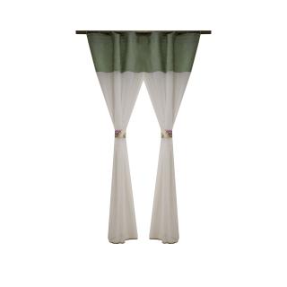 Perdea Velaria voal alb cu banda verde, 155x165 cm
