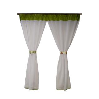 Perdea Velaria voal alb si verde brotacel, 140x160 cm