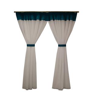 Perdea Velaria voal alb suprem cu suet turcoaz, 300x155 cm
