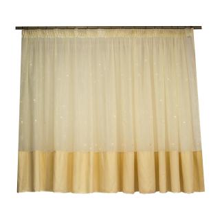 Perdea Velaria voal crem cu broderie florala si bordura crem, 440x140 cm