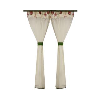 Perdea Velaria voal crep ivoire si flori, 170x150 cm
