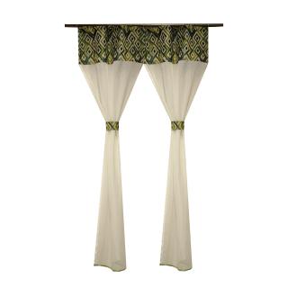 Perdea Velaria  voal crep ivoire si romburi verzi,130x160 cm