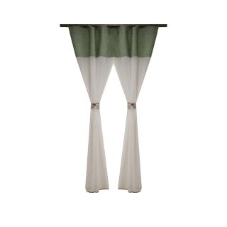 Perdea Velaria voal ivoire si banda verde, 145x150 cm