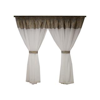 Perdea Velaria voal premium alb si tafta gri, 360x160 cm