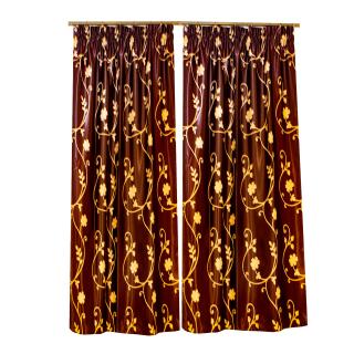 Set draperii blackout wenge cu flori, 2 120x105 cm