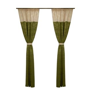 Set draperii Velaria Asos verde cu ivoire, 2x145x155 cm